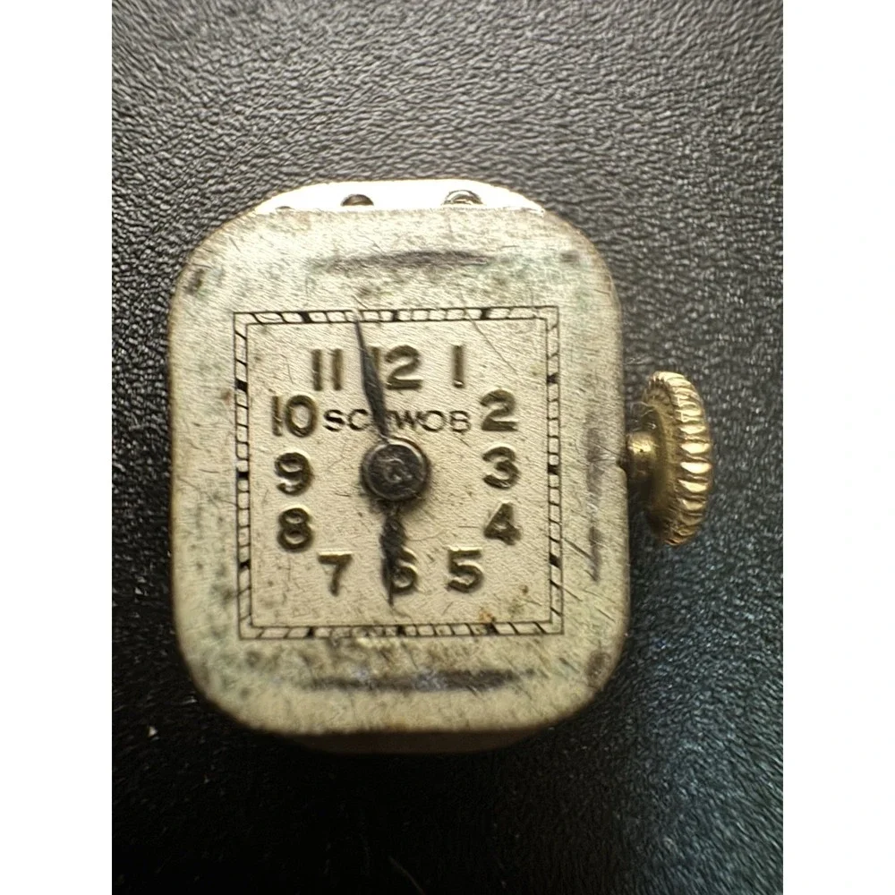 Vintage Schwob Tower Watch Co 17 Jewel Swiss Mechanical Watch Movement Untested